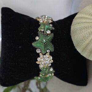 Gold and Green Starfish Crystal Stretch Bracelet